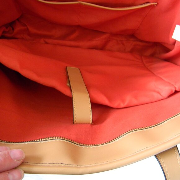 ADRIENNE VITTADINI XL SIGNATURE  Padded Laptop Tote Bag Brown Tan Logo - Picture 11 of 11